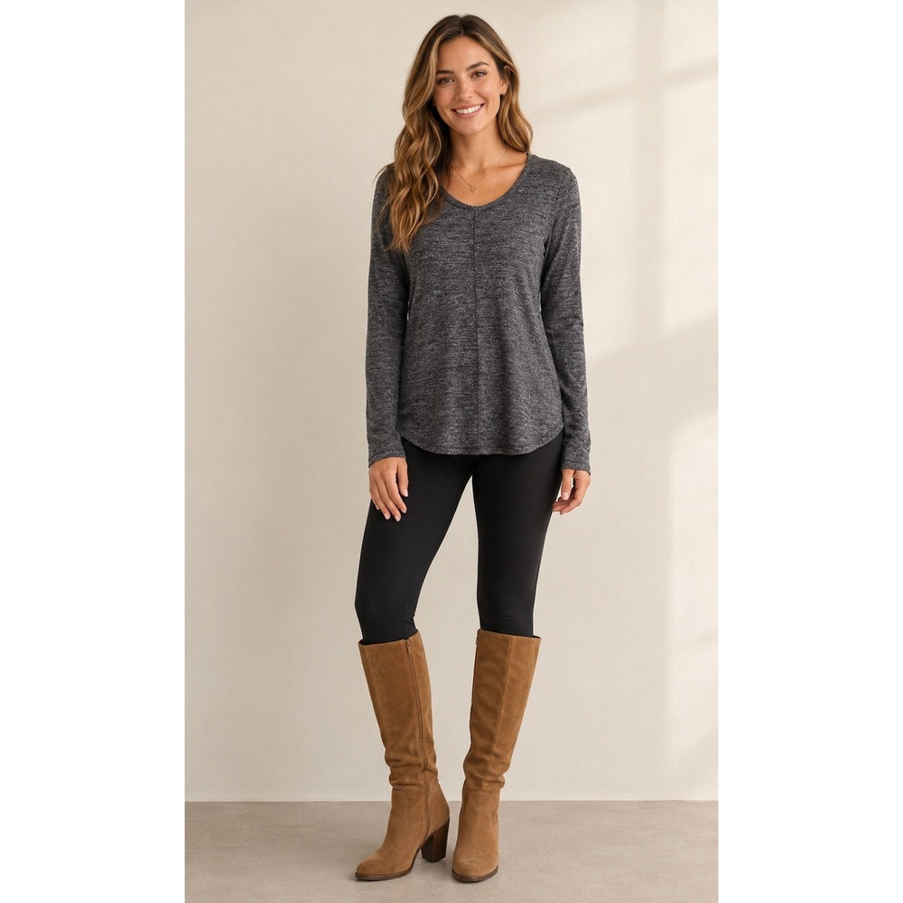 Jones New York Gray Knit Tunic Sweater Womens Small Long Sleeve